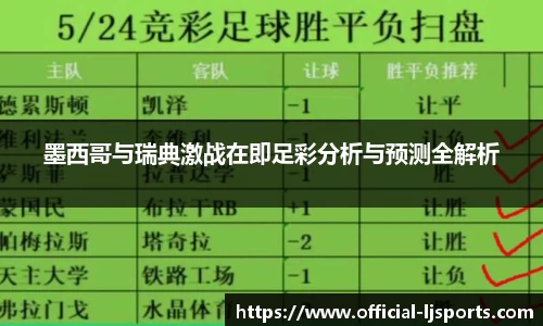 墨西哥与瑞典激战在即足彩分析与预测全解析